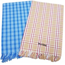 JUMBO PURE COTTON BATH TOWELS IN CLASSIC CHECKS PATTERN  - PACK OF 2