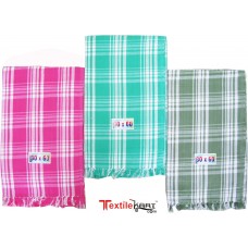 BRIGHT COLOR CHECKS COTTON TOWELS PACK OF 3 / LIGHT WEIGHT TRAVELLING TOWELS