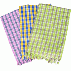 SQUARE CHECKS PATTERN COTTON EXTRA LARGE BATH TOWELS PACK OF 3