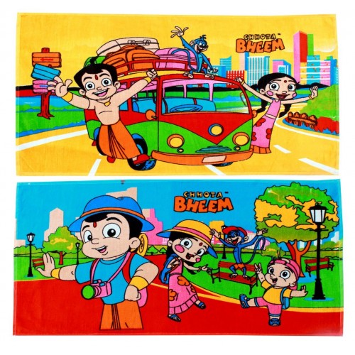 CHOOTA BHEEM PACK OF 2 CARTOON TOWELS FOR KIDS IN PURE COTTON