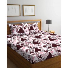 Abstract Designer Glace Cotton Extra Large Bedsheet With 2 Pillow Covers Set