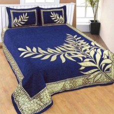 BLUE COLOR REVERSIBLE PREMIUM QUALITY CHENILLE QUEEN SIZE BEDSHEET  - PACK OF 1 