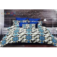 BLUE SUPERIOR FLORAL 3D PRINTED DOUBLE BEDSHEET WITH 2 PILLOW COVERS FINEST QUALITY -  PACK OF 1