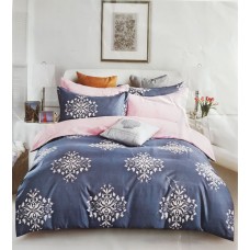 PURE COTTON GEOMETRIC PRINTED DOUBLE BED BEDSHEET WITH 2 PILLOW COVERS IN GREY COLOR