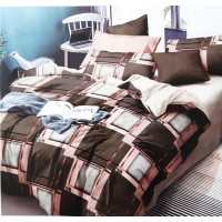 BROWN COLORED GEOMETRIC DESIGN DOUBLE BED PURE COTTON BEDSHEET WITH 2 PILLOW COVERS