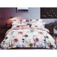 WHITE FLORAL PRINTED NIGHT GLOW DOUBLE BED PURE COTTON BEDSHEET WITH 2 PILLOW COVERS