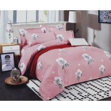FLORAL PEACH DESIGN PURE COTTON DOUBLE BED SHEET WITH 2 PILLOW COVERS SET
