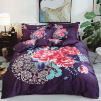 King Size Soft Cotton Purple Color With Floral Designer Bedsheet With 2 Pillow Covers