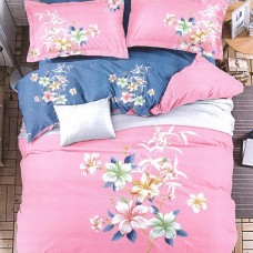 Super King Size Multicolour Floral Pink Bedsheet With 2 Pillow Covers Set For Double Bed