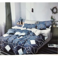 Abstract Triangle Pattern King Size Pure Cotton Bedsheet With 2 Pillow Covers in Grey Colour