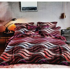 Abstract Waves Pattern Bedsheet With 2 Pillow Covers  Set For Double Bed In Dark Colour