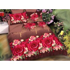 3D Printed multi Colour Double Bedsheet With Pillow Covers For Double Bed In Floral Design