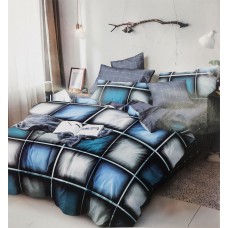 Premium Cotton Big Block 3D Designer Bedsheet With 2 Pillow Cover Set For Double Bed