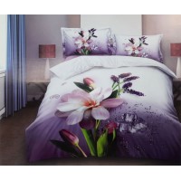 Pink Colour 5D Folarl Printed Double Bedsheet With 2 Pillow Cover Set