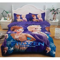 Disney Frozen Princess Kids Cartoon Double Bedsheet With 2 Pillow Covers