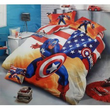 Marvel's Captain America Double Bedsheet With 2 Pillow Covers Set For Kids