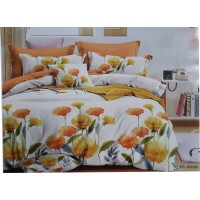 Cotton Marigold Floral Designer Bedsheet With 2 Pillow Covers For King Size Bed