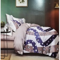 Geomatrical Designer Soft Cotton Bedsheet With 2 Pillow Covers Set For King Size Bed 