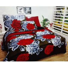 FULL DOUBLE BED SHEET IN 3D FLORAL DESIGN WITH 2 PILLOW COVERS