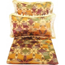 FLORAL DESIGN DOUBLE BEDSHEET IN SILK WITH TWO PILLOW COVERS 