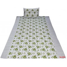 DOTTED FLORAL PRINT IN SOFT  COTTON SINGLE BEDSHEET WITH 2 PILLOW COVERS SET 