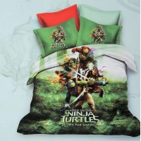 NINJA TURTLES 3D PRINTED SINGLE BED COTTON KIDS BEDSHEET WITH 1 PILLOW COVER SET