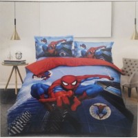 Amazing Spider Man Printed Kids Cartoon Bedsheet With 1 Pillow Cover Set