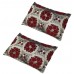 FUNCTIONAL RED COLOR FLORAL VELVET THICK  SINGLE BEDSHEET WITH 2 PILLOW COVERS SET 