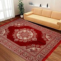 Red Large Size Chennile Velvet Carpet / Soft Foldable Hall Carpet 6 * 9 - Pack of 1