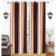 Lining stripe door curtain in brown and cream combination