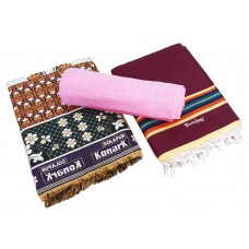 Regular Size Solapur Chaddar / Solapur Plain Satranji With Towel In Pure Cotton  - Pack Of 3 