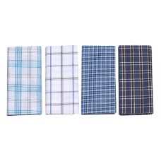 Men's Pure Cotton Lungi in Assorted White and Blue  Color / Checks Pack of 4