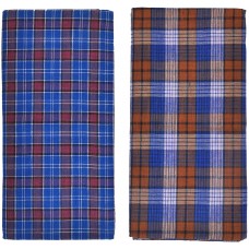 Men's Blue Lungi's in Checks / Best Quality Cotton / Pack of 2 Blue Cotton  - 2 mtrs