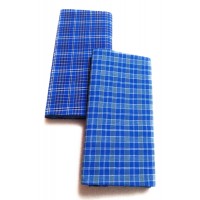Blue Handloom Cotton Checks Lungi's for Men / Assorted Checks - Pack of 2 Blue Cotton- 2.25 metres