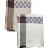 BLOCK DESIGN LUXURIOUS MEN'S SHAWL WITH WOVEN BORDER SET OF 2 