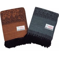 KASHMIRI WOMENS WOOLEN SHAWL / STOLE  WITH FLORAL SELF DESIGNS/ FANCY EXCLUSIVE SHAWLS - PACK OF 1