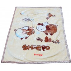 SHEEP PRINTED YELLOW SOFT BABY BLANKET / BEST QUALITY BABY BLANKETS - PACK OF 1