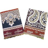 ABSTRACT DESIGN SOLAPUR CHADDAR COTTON BLANKETS  IN PEACOCK DESIGN - PACK OF 2 