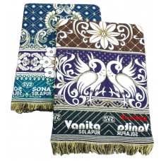 COTTON ABSTRACT DESIGN SOLAPUR CHADDAR BLANKET IN PEACOCK DESIGN - PACK OF 2 